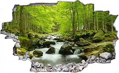 3D Beschädigten Wandsticker,Urwald Fluss, Kinderzimmer Babyzimmer Entfernbare Wandtattoos Wandbilder 53x80cm