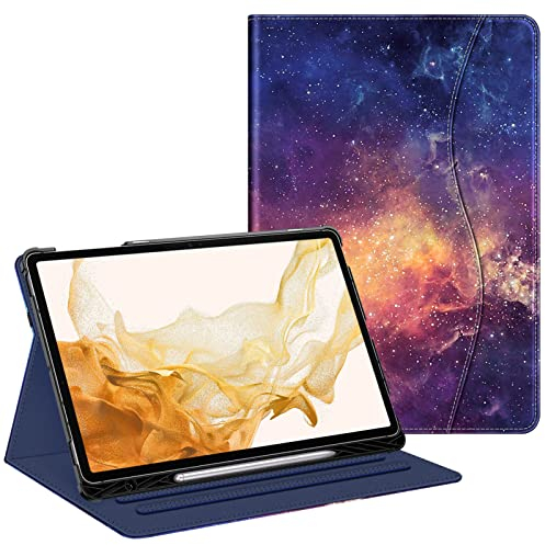 Fintie Hülle für Samsung Galaxy Tab S8 Plus 2022/S7 FE 2021/S7 Plus 2020 12.4 Zoll, Multi-Winkel Folio Schutzhülle mit S Pen Halter Dokumentschlitze und Auto Schlaf/Wach Funktion, Die Galaxie