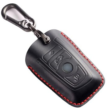 ontto Leder Autoschlüssel Hülle Passt für BMW 1er 2er 3er 4er 5er 6er F10 F12 F20 F25 F30 X3 X4 M3 M4 M5 3GT 5GT Schutzhülle Schlüsselhülle Cover Schlüsselbox Schlüsselanhänger-4 Tasten Schwarz