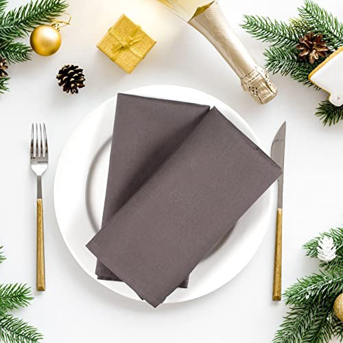 Cloth Napkins Dinner Cloth Napkins Set of 4 Polyester 18x18 Inches Dining Table Dinner Cloth Napkins Cocktail Napkins Cloth Washable Party Wedding Kitchen Napkins Easter Basket Decor|Charcoal