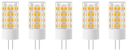 Jiotouhu 5 X G4 LED Leuchtmittel 5W LED Lampen 51 SMD 2835LEDs Warmweiß 3000K Birnen 500LM Äquivalent zu 50W Halogen AC/DC 12V