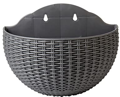 FIOERDTUIE Maceta montada en la Pared Cesta Colgante Maceta Cubo Jarrón de jardín Interior Exquisito Al Aire Libre Plástico para Adornos, Gris Plata/L