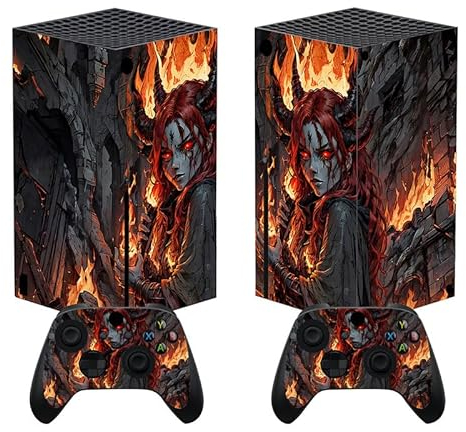 PlayVital Skin für Xbox Series X, Aufkleber Stickers Vinyl-Skins Schutzfolie Design Folie Zubehör für Xbox Series X Konsole Controller-Flamme Gesandter