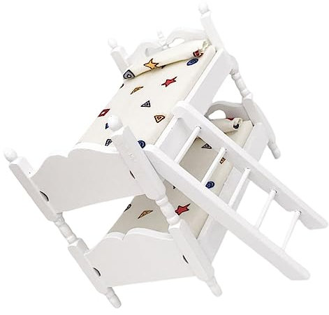 SAFIGLE Mini-etagenbett Aus Holz Maßstab Miniaturmöbel Für Puppenhaus Spielzeug Für Puppen Etagenbett-Modell Für Puppenzimmerdekoration