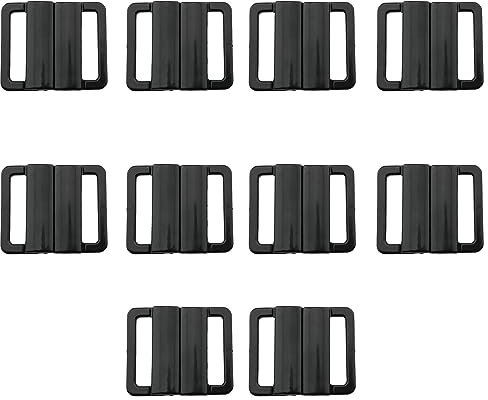 HJGarden 10 fibbie in plastica nera da 20 mm, chiusura frontale con gancio e chiusura per bikini, fermi per reggiseno e costumi da bagno, nero, 20 mm, Nero, 20mm