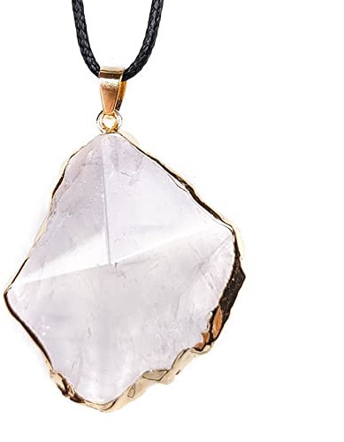 AZOOB 1 STÜCK Natürlicher Amethyst Rose Crystal Slide Klarer Quarz Pyramidenform Edelstein Anhänger Heilkristalle Goldfarben mit Haken umwickelt ERTEYIN (Color : Clear Quartz)