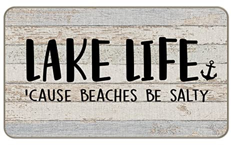 Lake Life Cause Beaches Be Salty Anchor Sailor Nautical Entrance Door Mat 24x16 Inch Doormats Decor,Nautical Lake House Front Door Porch Outdoor Indoor Decorations