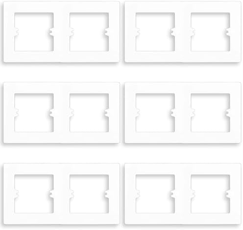 Acmerota 6Pcs Finger Plate Surround for Double Light Switch 2 Gang White, Wall Protector,Electrical Plug Socket Wall Cover Decorate Plastic (Double White)