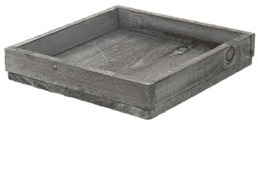 Holztablett I Dekotablett I Vintage Look I grau I 14 x 14 x 3 cm I Kerzenteller