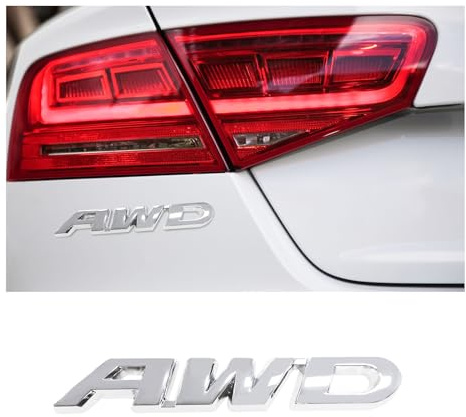 Dickno AWD Emblem-Aufkleber, 3D-Metall-Buchstabe, Heckklappe, Seitenabzeichen, selbstklebend, Dekoration für alle Radantrieb, universelles Fahrzeugaußendekor-Zubehör (Silber)