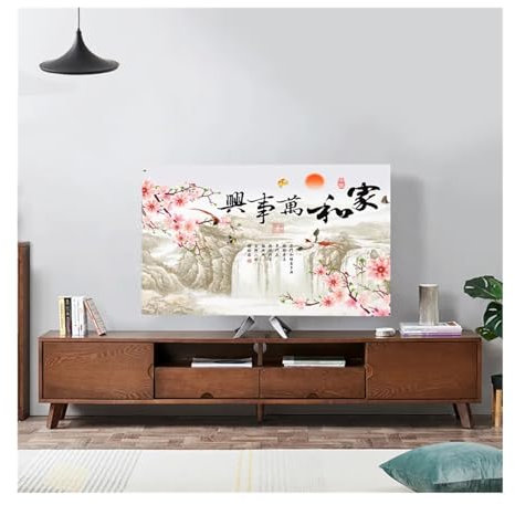 Tv Covers Landscape Elastic Force Television Hood TV Dust Cover Cloth 32-75 Inch Simple and Modern Chinese Style for Wall Mounts Tv (Color : 12, Size : 47-50 inch)
