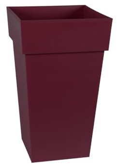 EDA Pot de fleur carré Toscane 39 x H.65 cm - Rouge bourgogne