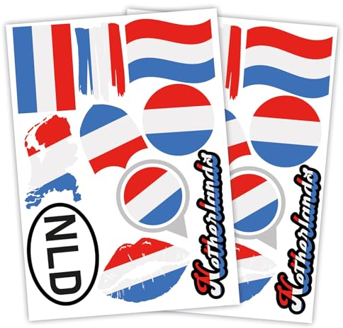 Finest Folia 2er Set DIN A4 Länderaufkleber Fahne Aufkleber Länderfahne Flagge für Auto Motorrad Sticker Länderflagge selbstklebend wetterfest R217 (41 Niederlande)
