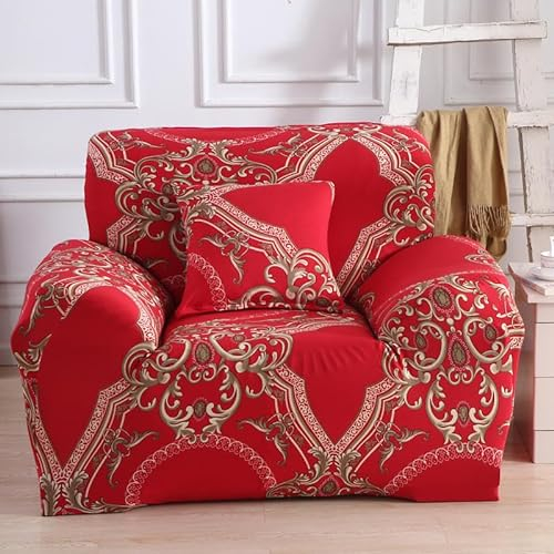 Sofaschoner Rot Weiß Sofaüberwurf Weich Spandex Sofaschoner rutschfest Couch Überwurf Waschbare Sofa Überzug Sofabezug mit Elastischen Riemen Sofabezug L Form Universelle 1 Sitzer