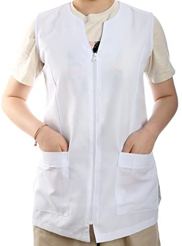ETREXONLINE Weiß Kasack ärmellose Damen, Damen Arbeitsuniform - Weiß L