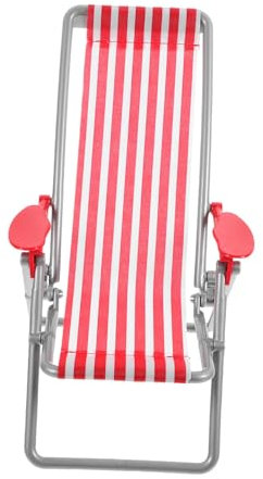 PHENOFICE Miniatur Liegestuhl Für Puppenhaus Klappstuhl Im Strandstil Und Faltbarer Deko-Stuhl Für Puppenhaus-Dekoration Hergestellt Gestreift