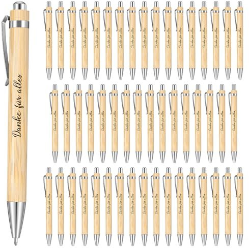 Tenare 50 Stück Dankeschön Kugelschreiber Geschenke Holz Kugelschreiber mit Spruch Danke für Alles Kollegen Zitate Druckkugelschreiber Abschied Danksagung Stift Geschenk für Lehrer Mitarbeiter