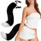 Banziaju Katzen Wolf Fuchs Schwanz Schwarz & Weiß künstlich pelziger Schwanz realistische Kunstpelz Schwanz Dekorative Therian Schwanz für Cosplay Halloween, Fox Tail Kostüme 20