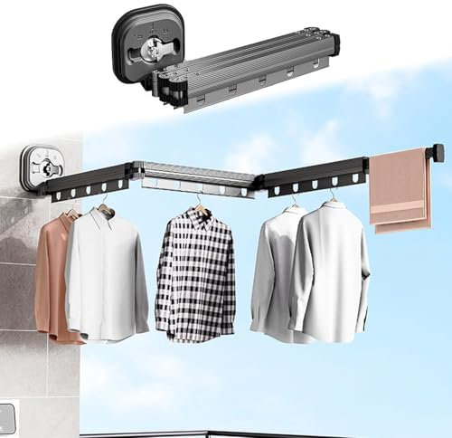 Tendedero retráctil para Ropa, Soporte de Pared con Ventosa, tendedero Plegable para Ropa, tendedero Plegable Triple con Ventosa, tendedero retráctil para Colgar Ropa montado