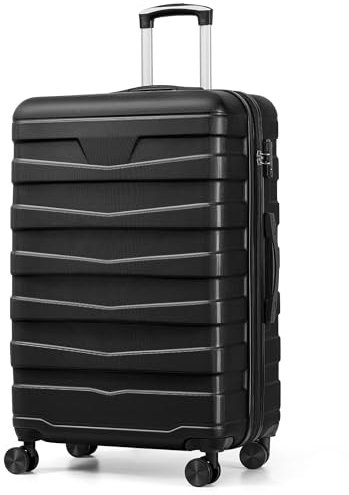 ChaCool Koffer Set Trolley Reisekoffer Check-In Gepäck, 51.5 * 31 * 77.5cm Hartschalen-Koffer mit TSA-Schloss und 4 Rollen ardschale Boardcase Handgepäck mit 8cm Volumenerweiterung (XL, Schwarz