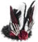 Meiliyizu Steampunks Flat Top Hat Halloween Hut Schwarz Karneval Zylinder mit & Hasenohr und Totenkopf für Frauen Dress Up