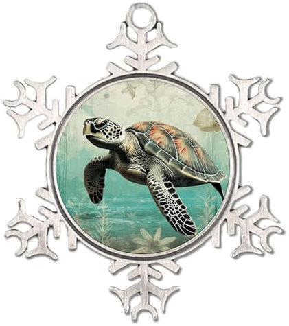 Nautisches Strand-Ozean-Thema, Schildkröte, Weihnachtsbaum, hängende Ornamente, Korallen und Seefisch, Weihnachtsdekoration, Feiertagsparty-Dekorationen, tropisches Bild, dekorative Weihnachtskugel
