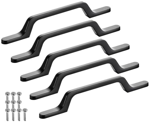 SOTECH 5 x Möbelgriffe BLACKLINE IV BA 96 mm schwarz matt | (Länge 162 mm, Breite 12 mm, Höhe 26 mm) Design Aluminium Schubladengriff