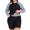 Owntop Womens Plus Size Rash Guard | 2-Piece UPF 50+ Swim Shirt | Long Sleeve Zipper Rashguard Shirts & High Waist Boyshorts | Quick-Dry Swimwear Swimsuits | Swimming Surfing | White 4XL