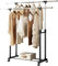 MAGIC SELECT Portemanteau Double. Portemanteau sur Pied, Extensible avec Roulettes, 2 Barres Supérieures et Étagères de Rangement Inférieures. Portant à Vêtements Résistant, à Hauteur Réglable.
