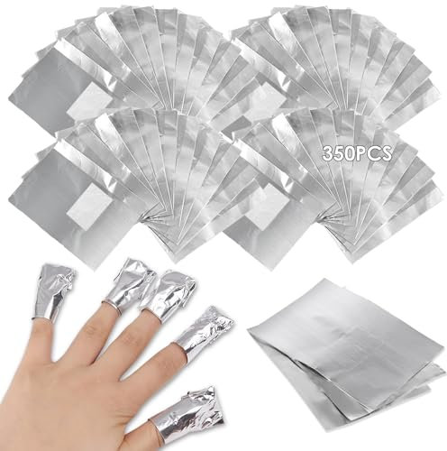 350 Pcs Foil Nail Wraps,Nail Foils for Gel Nails,Nail Remover Foils,Nail Wraps for Fast & Gentle Soak Off Gel Polish Removing,With Lint-Free Cotton Pads,Nail Foil Aluminium Wraps Remover