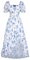 SCARLET DARKNESS Women's Boho Dress Square Neck Floral Dress Smocked Puff Sleeves Party Victorian Costume Blue Rose M