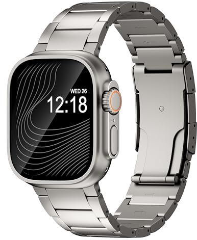LULULOOK Correa de titanio para Apple Watch Ultra 2,49mm,46mm,45mm,44mm,42mm(Serie 3 2 1),titanio grado 2,correa de repuesto para iWatch Ultra 2 Serie 10 9 8 7 SE 6 5 4 3 2 1, Titanio