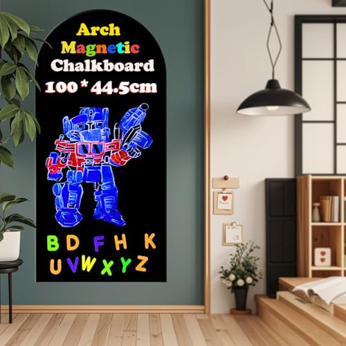 Rouleau de tableau noir magnétique de 100 x 44,5 cm avec 53 lettres magnétiques pour enfants