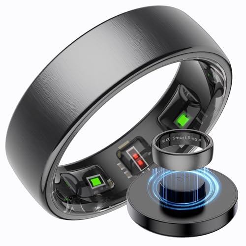 Smart Ring Edelstahl Smartringe für Herren Damen 5 ATM Wasserdicht Fitness Ring Tracker Android iOS Fitnessring Schlaftracker Pulsmesser Schlafring Fitnesstracker Schrittzähler Gesundheitsring
