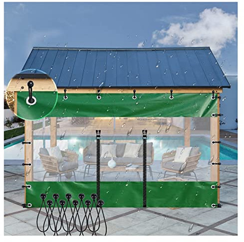 Outdoor Clear Tarp Curtain Waterproof Weather Resistant Gazebo Side Panels PVC with Zipper Door Patio Enclosure for Gazebo,Front Porch,Pergola VagxTbs(1x1.8m/3.28x5.9ft)