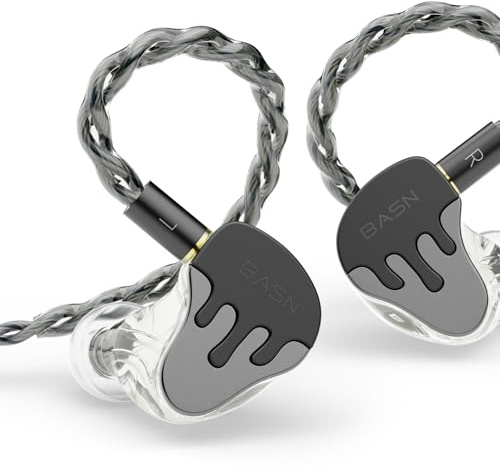 BASN 6 Drivers BmasterX Wired in Ear Monitors Multi Jack (Black/Silver)
