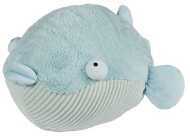 Warmies Pufferfish Supersized Soft Plush Toy Cushion, Cuddly Animals for Kids & Adults, Ultra Soft Faux Fur