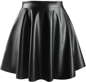GORGLITTER Jupe pour femme - Mini jupe curvy - Taille haute - Avec fermeture éclair - Grandes tailles - Ligne A - Jupe de fête en cuir avec plis