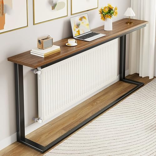 Meuble Radiateur Grille Cache Radiateur en Métal Consoles Canapés-lits Étagères de Rangement pour Hall D'entrée Couloir Ou Salon(Black,140x80x20cm/55x31x8in)