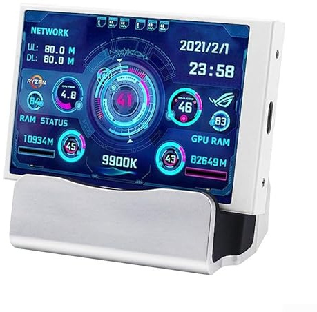 Kompakter 3 5 Zoll IPS Typ C Monitor mit 360-Grad-Drehung, energiesparende automatische Abschaltung, anpassbare Display-Themen und benutzerfreundliche Software (White Pro)