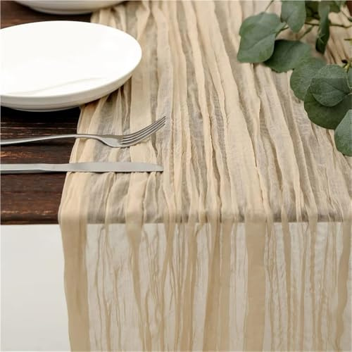 1 Tischläufer aus Käsetuch, Tischläufer aus Gaze for Brautpartys und Geburtstagsdekorationen(Beige)