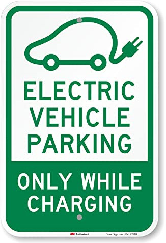 SmartSign 18 x 12 inch “Electric Vehicle Parking - Only While Charging” Metal Sign, 63 mil Aluminum, 3M Laminated Engineer Grade Reflective Material, Green and White