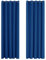 Deconovo Cortinas térmicas para Interiores, Opacas y aislantes, Color Liso, 2 Unidades, con Ojales, 168 x 229 cm (Ancho x Alto), Azul electrónico
