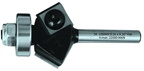 Leman 826.745.00 Mèche d'affleureuse à 2 plaquettes HM chanfrein 45° ø 29 mm queue de 6 mm avec guide