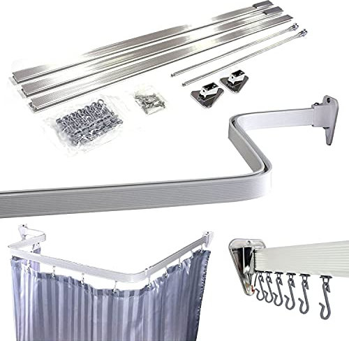 ECOSPA Flexible Chrome Shower Curtain Rail – Adjustable Track for L, U, P & Rounded Shapes – Includes Hooks & Assembly Instructions