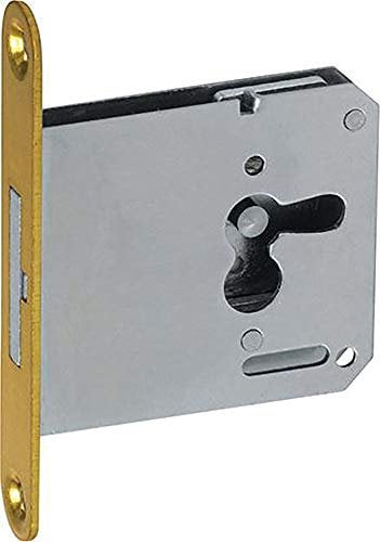 JuNie Möbel-Riegelkastenschloss 1732,D 25mm Zentralschlüsselloch Messing, rechts