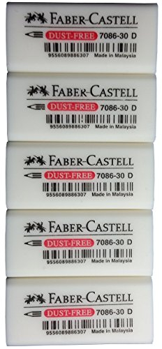 [5 Stück] FABER-CASTELL Staub Radierer geeignet für Kunst, Büro & Schule (4 x 1,9 x 1,2 cm)