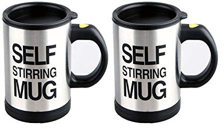 CUGBO 2 PCS Self Stirring Mug Automatic Mixing Cup Stainless Steel Electric Rotating Functional Coffee Cup