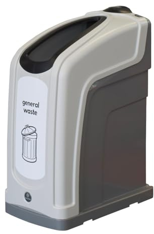 Glasdon Nexus 50 General Waste Bin – Plastic Bin for Non-Recyclable Waste – Slim 50-Litre General Waste Container – Ideal for Offices & Indoors - Open Top (Grey)