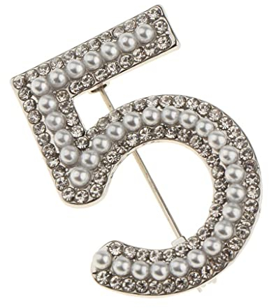 MagiDeal Broche Cristal Pin Numéro 5 Forme Bijoux Fantaisie Femme Broche Strass - Argent